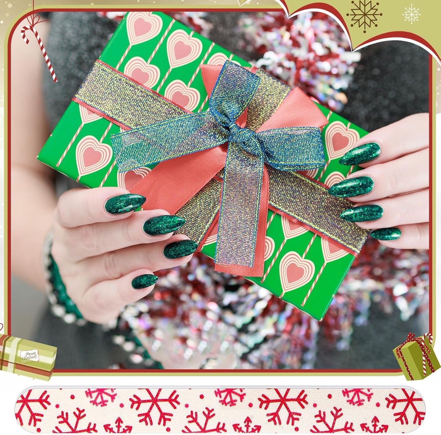 45 Pack Christmas Nail Files Gifts Bulk Holiday Emery Boards Double-Sided Christmas Party Nail Files Bulk Stocking Stuffers Christian Gifts for Women Customers Coworkers Staff(Santa)