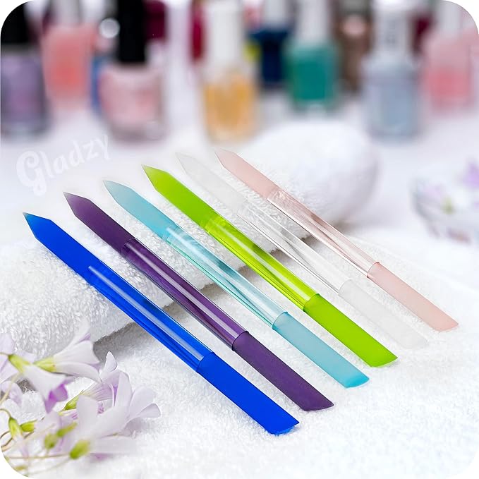 Glass Cuticle Pusher by GLADZY - Manicure Stick, Genuine Czech Quality, Professional Precision Filing Cuticle Remover, Abrasive Surface Never Wears Out