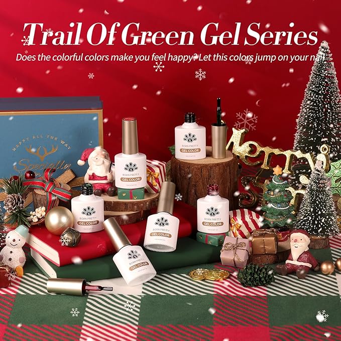 Born Pretty Jelly Gel Nail Polish Halloween Christmas Fall Winter Crystal Transparent Sheer Clear Gel Polish Red Coral Burnt Orange Green Grey Amber Brown 6 Colors Manicure Kit