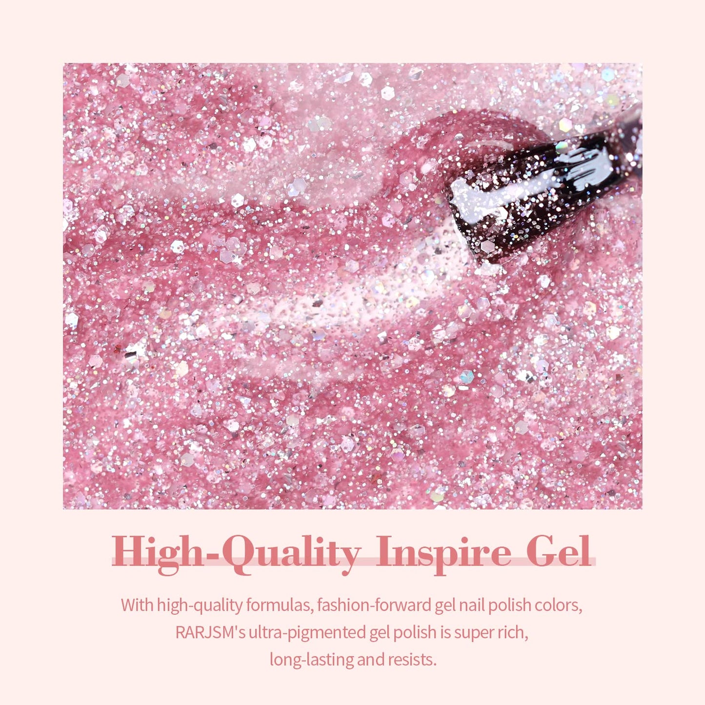 RARJSM Nude Pink Glitter Gel Nail Polish Chunky Iridescent Glitter Gelpolish 15ml Shimmer Holographic Rainbow Effect Soak off L e d U V Curing Required High Pigments for Home Manicure Nail Art