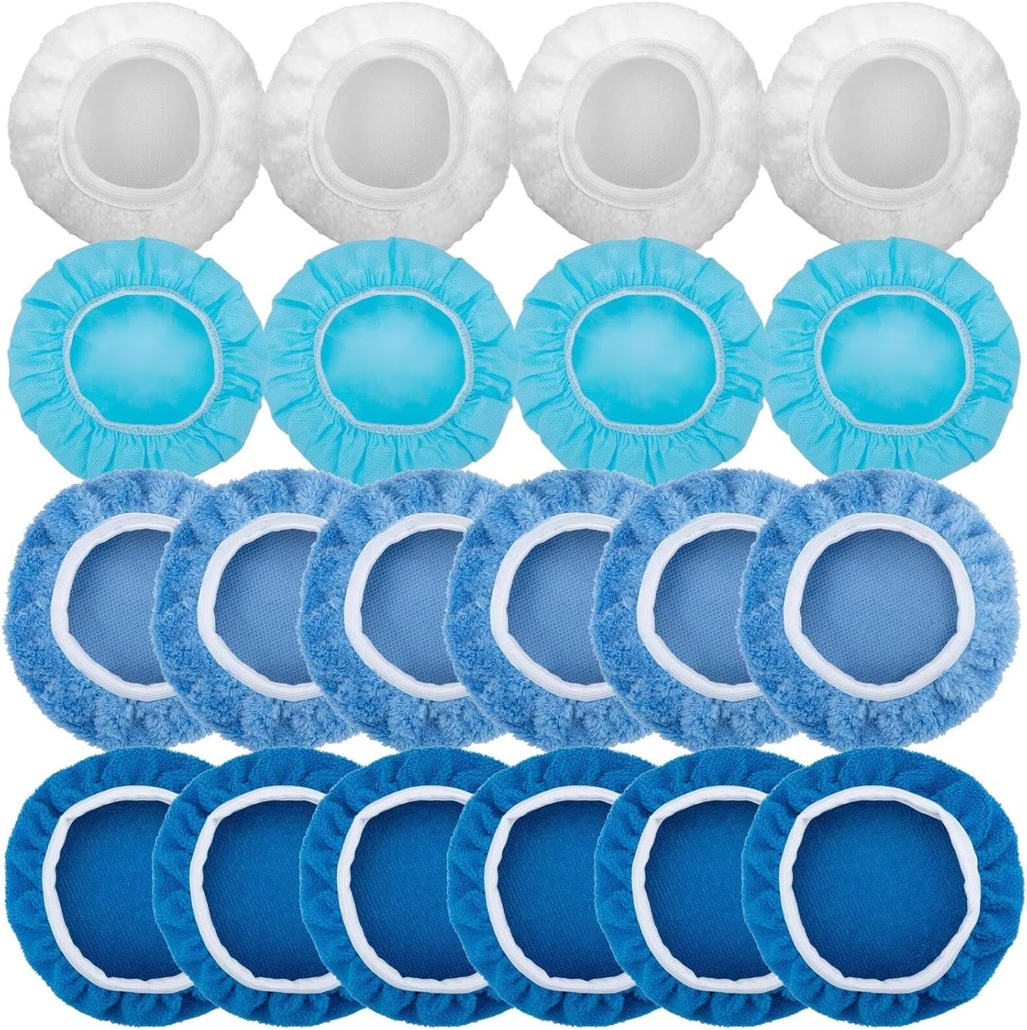 20PCS Car Orbital Buffer Polisher Pad Bonnet Set, 7-8 Inch Polishing Buffing Pads Bonnet Buffing Pad Cover, Microfiber Buffer Pads, Polisher Pads, Car Accessories for Polishing, Waxing and Cleaning