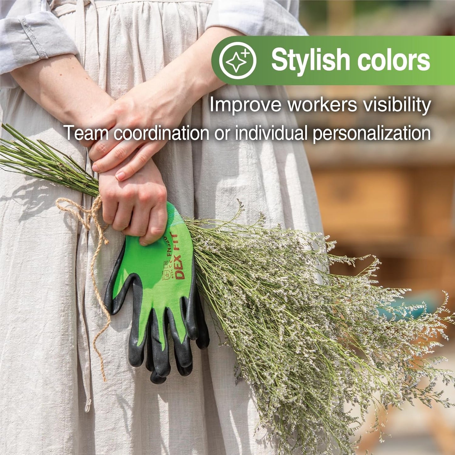 DEX FIT Premium Nylon Work Gloves FN320 - Firm Nitrile Grip, 3D-Comfort Stretchy Fit, Thin & Lightweight, Protective & Durable, Breathable, Machine Washable; Red 6 (XS) 3 Pairs