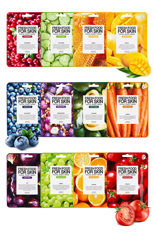 FARMSKIN Organic Face Mask, 12 pcs - Hydrating, Moisturizing, Brightening, Soothing, Cruelty-Free
