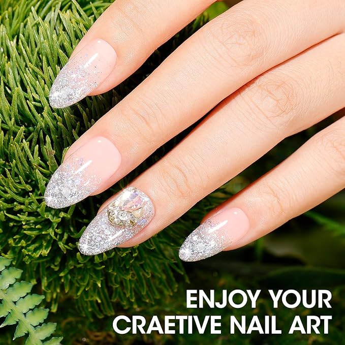 GELLEN Sparkle Sequins White Gel Nail Polish, 18ml Soak off No Chip Glitter White Gel Polish, Color No.429