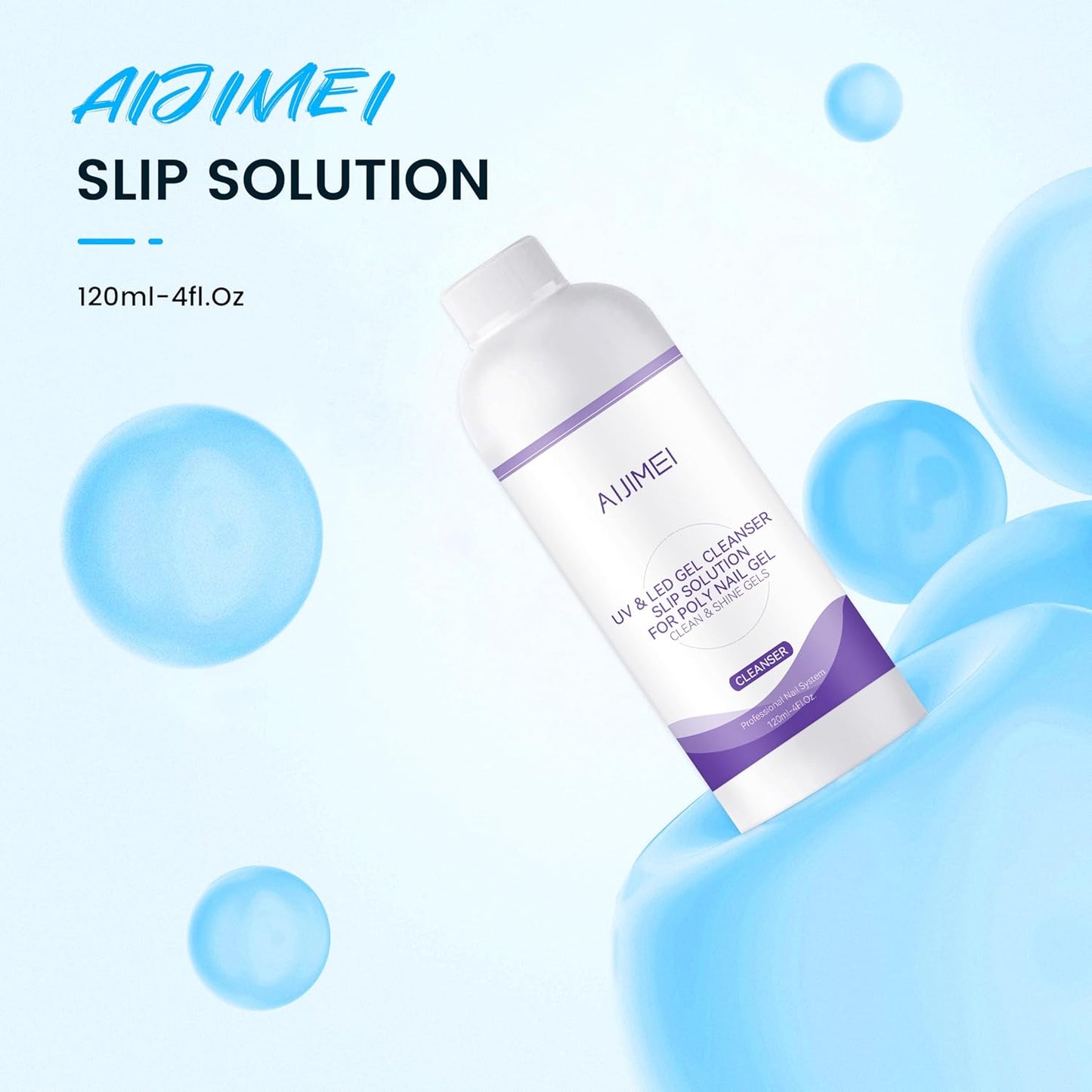 AIJIMEI Uv&Led Gel Cleanser Slip Solution for Poly Nail Gel 120ml & Nail Brush Cleaning Solution for Fast Cleaning Acrylic Nail Brush Cleaner Nail Art Paint Brushes Cleaner