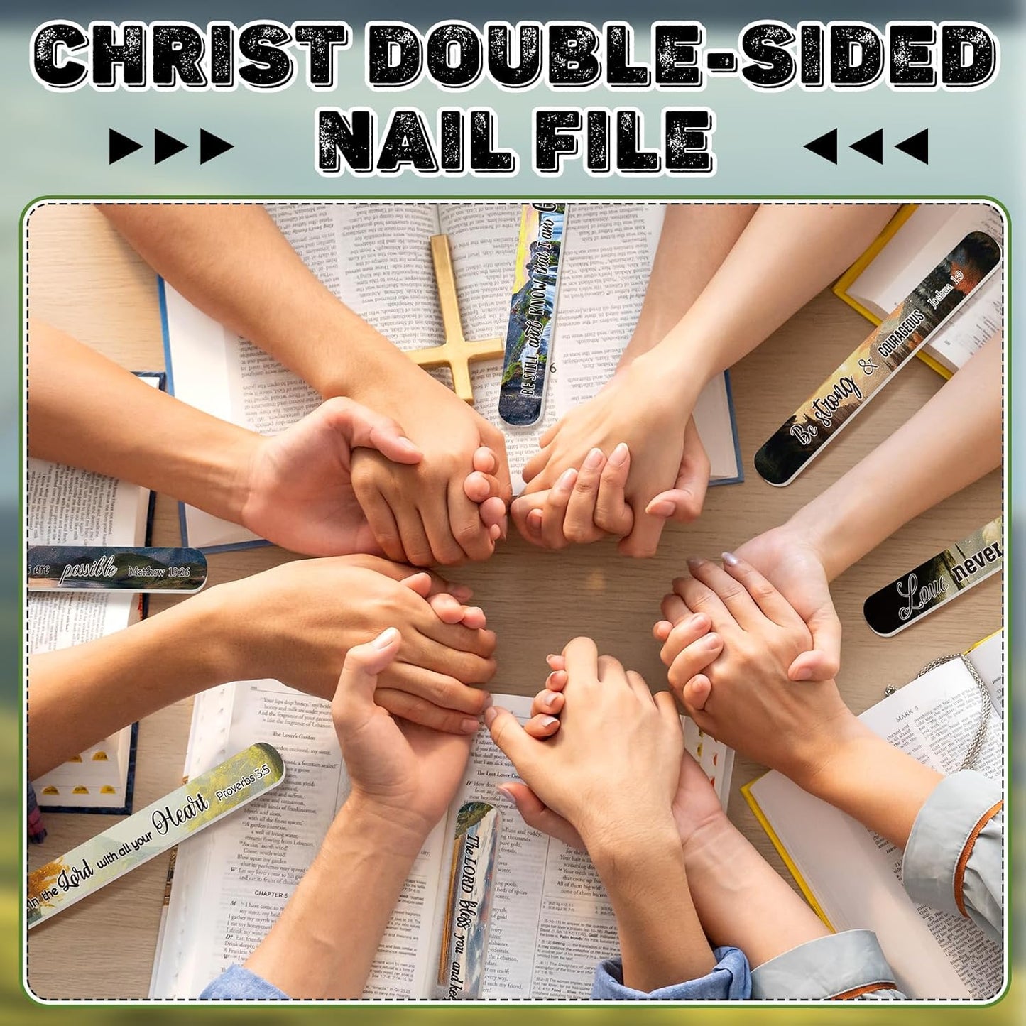 50 Pack Christian Gifts for Women Bulk Church Bible Verse Nail Files Scripture Emery Boards Christian Religious Gift Nail Files for Employee Appreciation Teacher Staff Coworkers Women