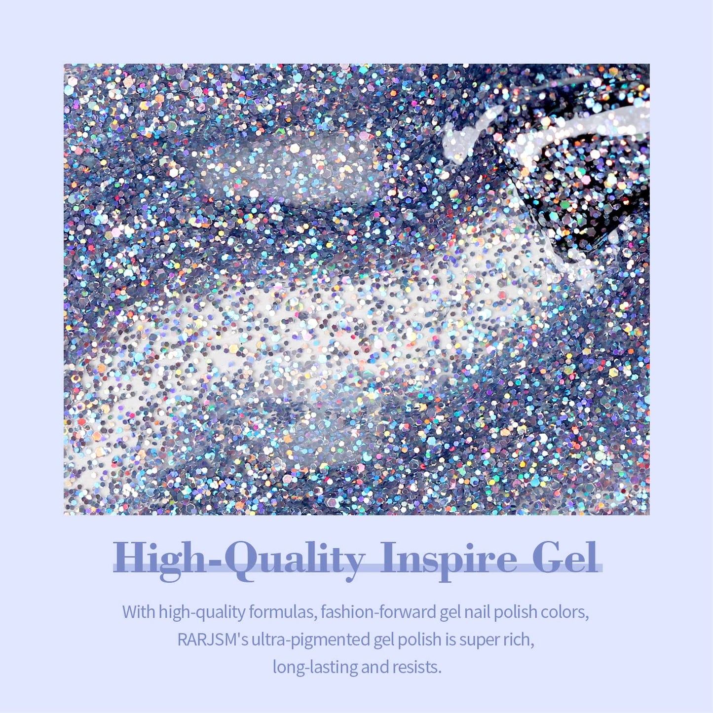 RARJSM Glitter Gel Nail Polish Diamond Blue Sparkly Holographic Iridescent Gel Polish Soak off L e d U V Curing Required Long Lasting High Pigment for Home Salon Manicure Nail Art 15ml