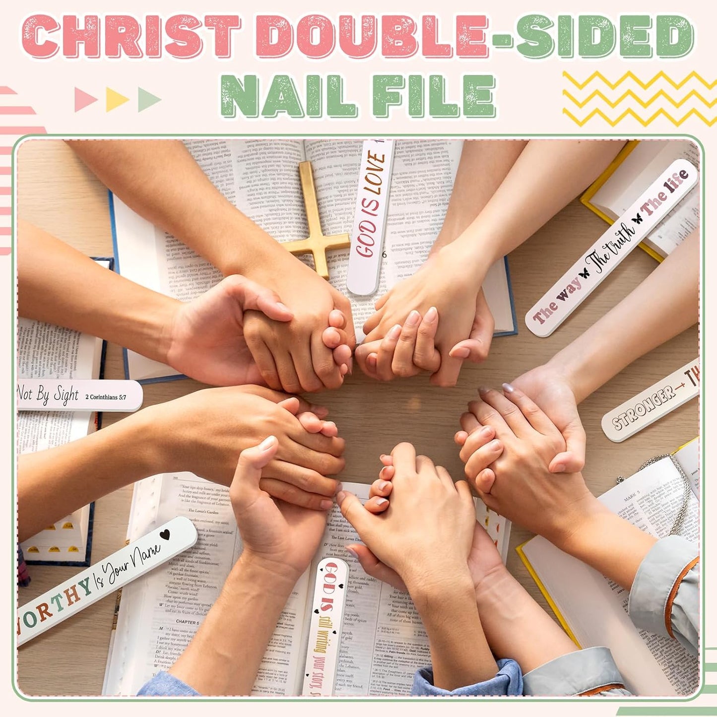50 Pack Christian Gifts for Women Bulk Church Bible Verse Nail Files Boho Scripture Emery Boards Christian Religious Gift Nail Files for Employee Appreciation Teacher Staff Coworkers Women