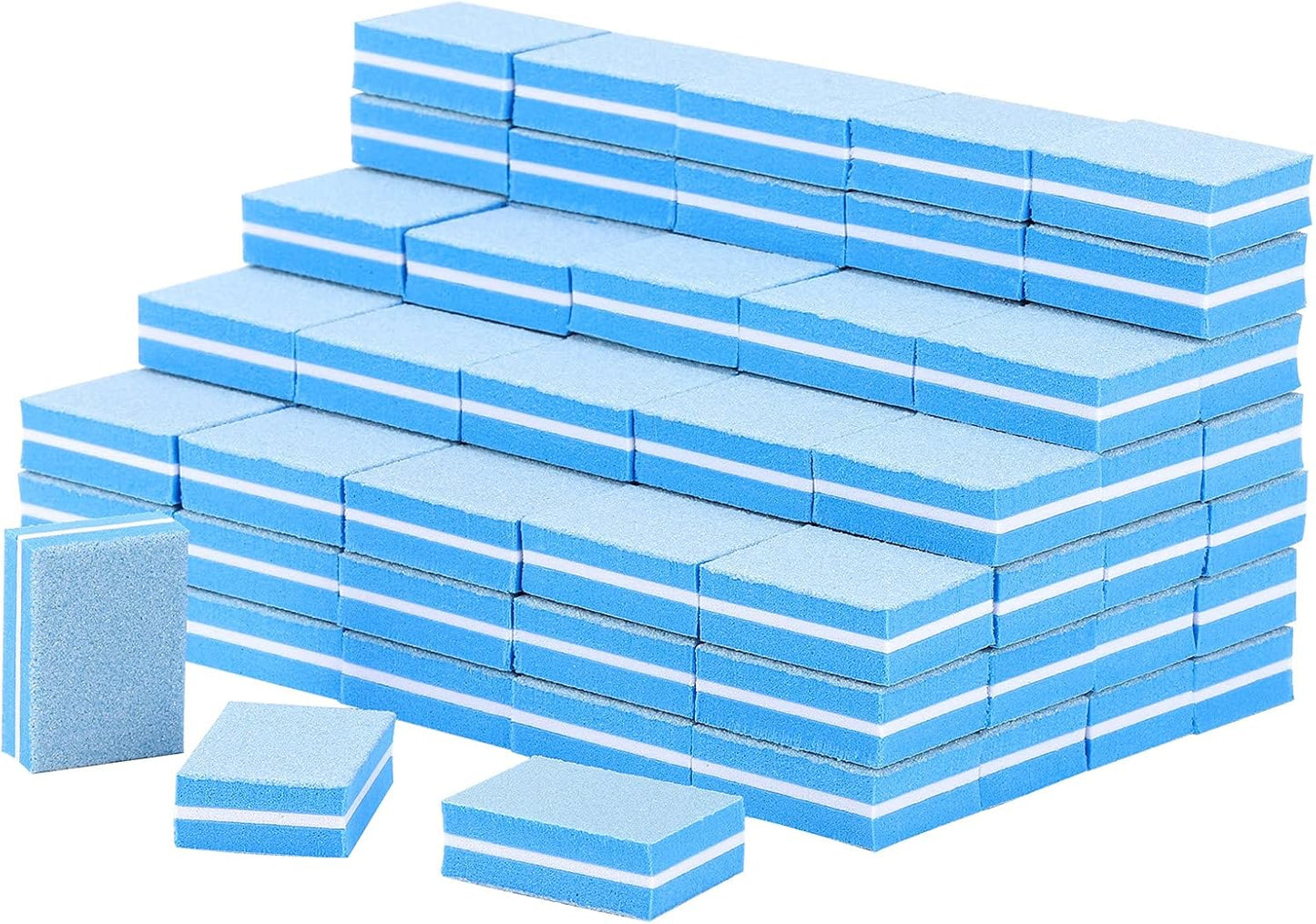 100 Pcs Mini Buffers for Nails 180/100 Grit Buffer for Acrylic Nails for Nail Care(Blue)