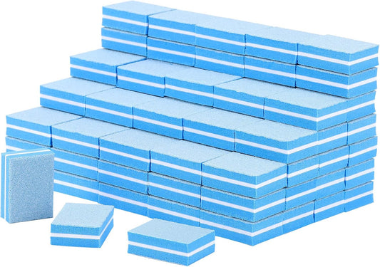 100 Pcs Mini Buffers for Nails 180/100 Grit Buffer for Acrylic Nails for Nail Care(Blue)