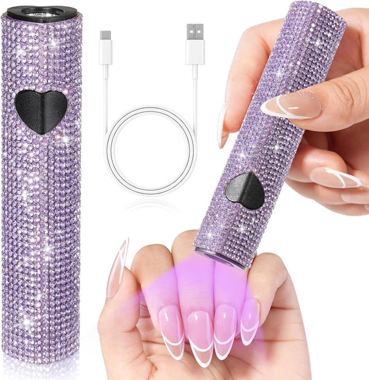 UV Light for Gel Nails, Handheld UV Nail Lamp, Portable LED Nail Lamp, Mini Nail Dryer, USB Nail Light for Fast Curing, Purple