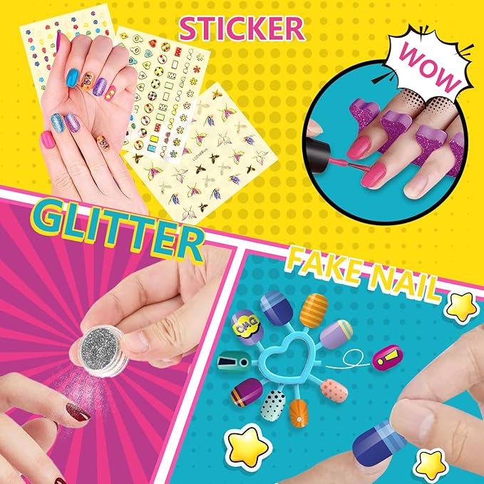Kids Nail Polish Set for Girls - Girl Gift - Nail Kit for Kids Ages 7-12, Non-Toxic Nail Polish Set with Nail Dryer, Girl stuff for Spa Makeup Manicures, Birthday Gifts for Girls Toy 6 7 8-12