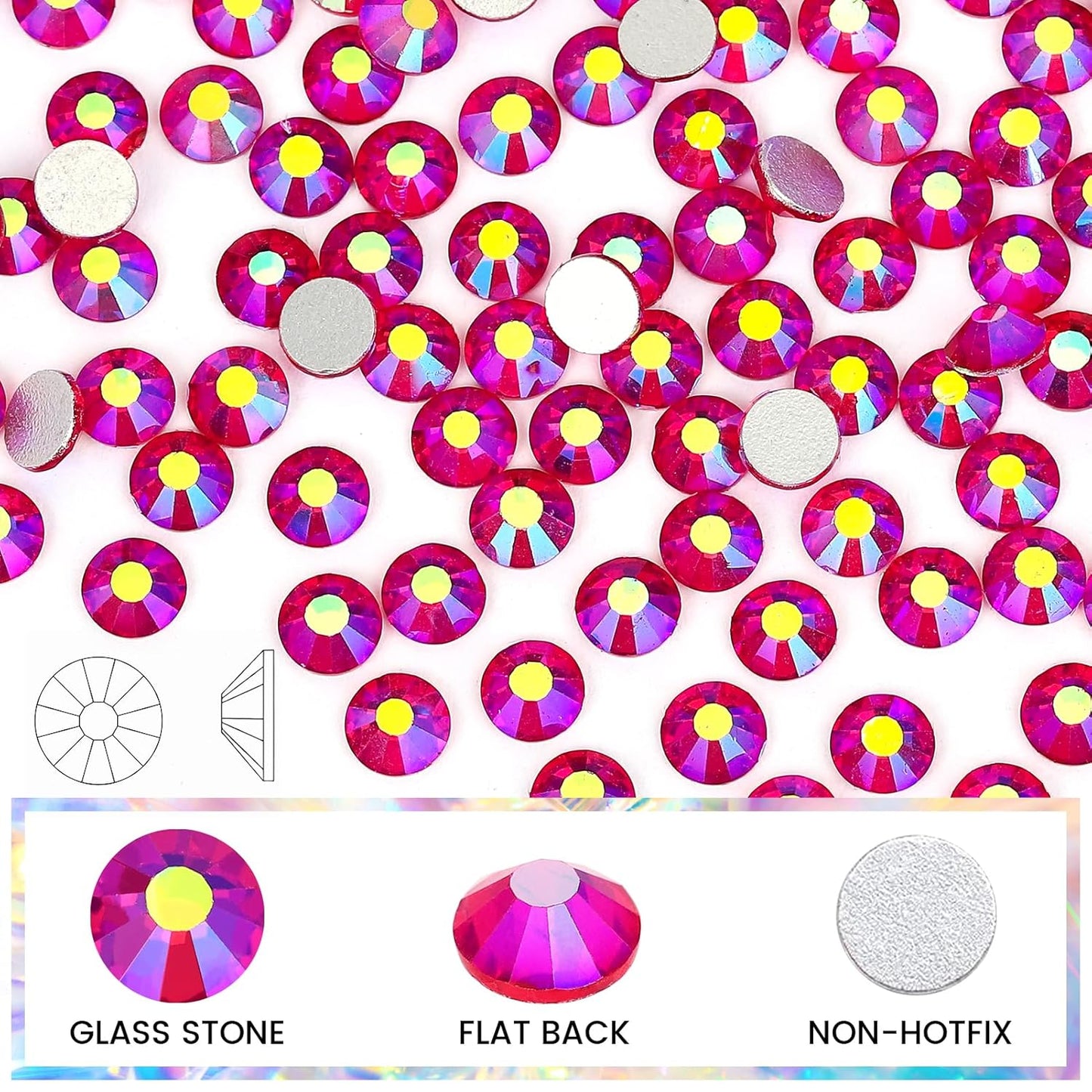 Novani Crystal Rhinestones, Flatback Loose Gemstones 1440pcs Glass Rhinestones for Clothes Shoes Crafts Makeup Nail Art and DIY Decorations(SS10, Light Siam AB)