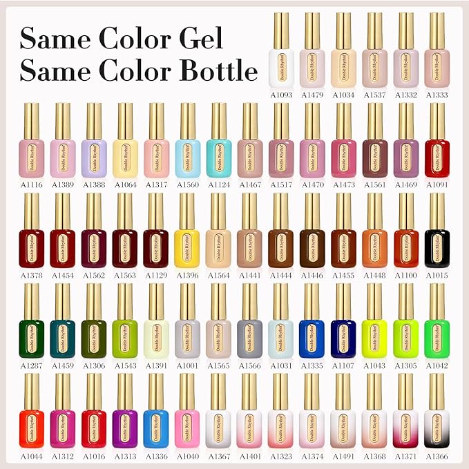 Double Rhythm 0.50 OZ Gel Polish Hema Free Same Color Same Bottle Golden Round Translucent Neutral Natural Milky 15 ML Jelly UV Polish Art DIY at Home (Burgundy Brown-C1446)