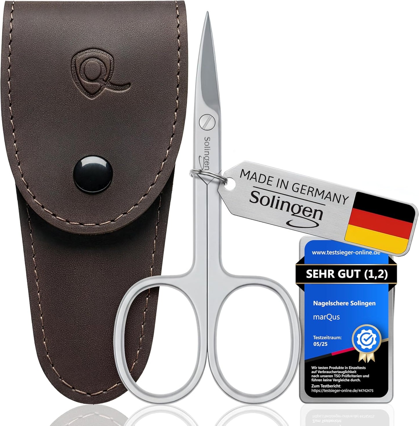 Solingen Nail Scissors Curved Blade – Precision German Steel for Fingernails & Toenails, Manicure & Pedicure, Extra Sharp with Stylish Storage Case