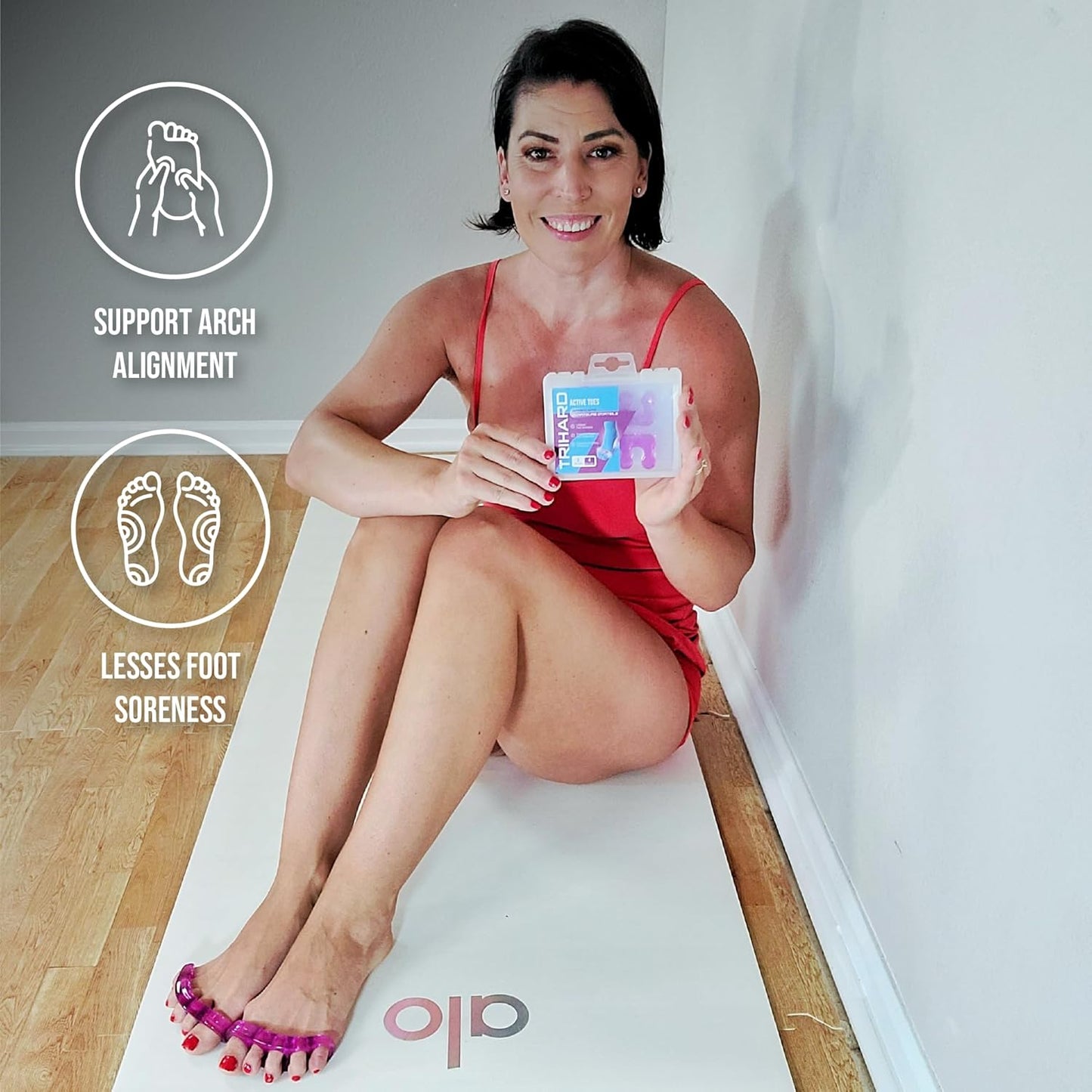 TRIHARD Toe Spacers | Foot Alignment & Bunion Relief | One Size Silicone Yoga Toe Separators & Post-Run Toe Corrector for Mobility & Pressure Relief