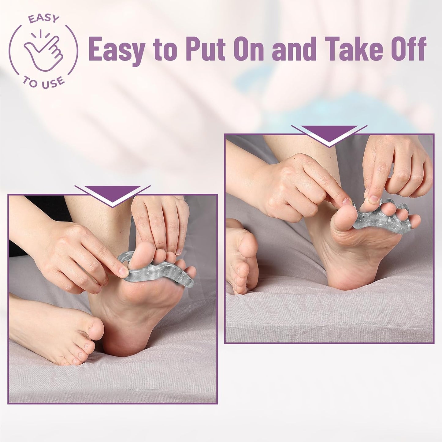 Dr. JK- ToePal Gel Toe Separator, 4 Pairs, Toe Spacers, Bunion Corrector, Blue & Clear, Christmas Gifts