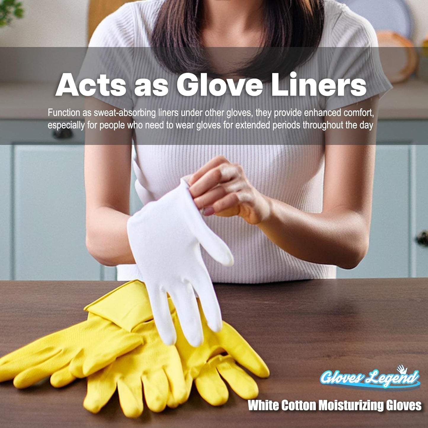12 Pairs - Small - Gloves Legend Cotton Moisturizing Gloves for Dry Hands - White Sleeping Gloves for Nighttime Care, Women's Size