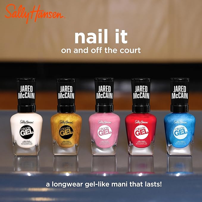 Sally Hansen Miracle Gel™ x Jared McCain, Point Guard Pink, Long Lasting, Gel-Like Formula, No UV Lamp Needed, PInk Nail Polish