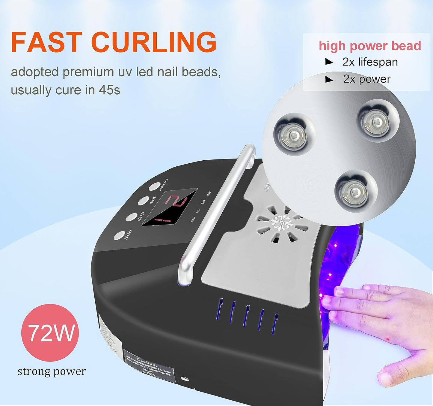 Cordless LED UV Nail Lamp,Professional Nail Dyer for Gel Nail Light,OBEEGOO Nail Lamp for Acrylic Gel,Curling Lamp for Beauty Salon (Black)