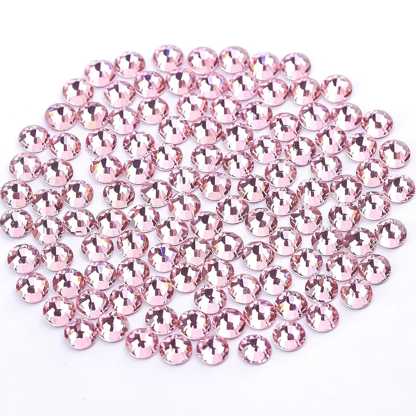 Novani Crystal Rhinestones, Flatback Loose Gemstones 1440pcs Glass Rhinestones for Clothes Shoes Crafts Makeup Nail Art and DIY Decorations(SS8, Pink)