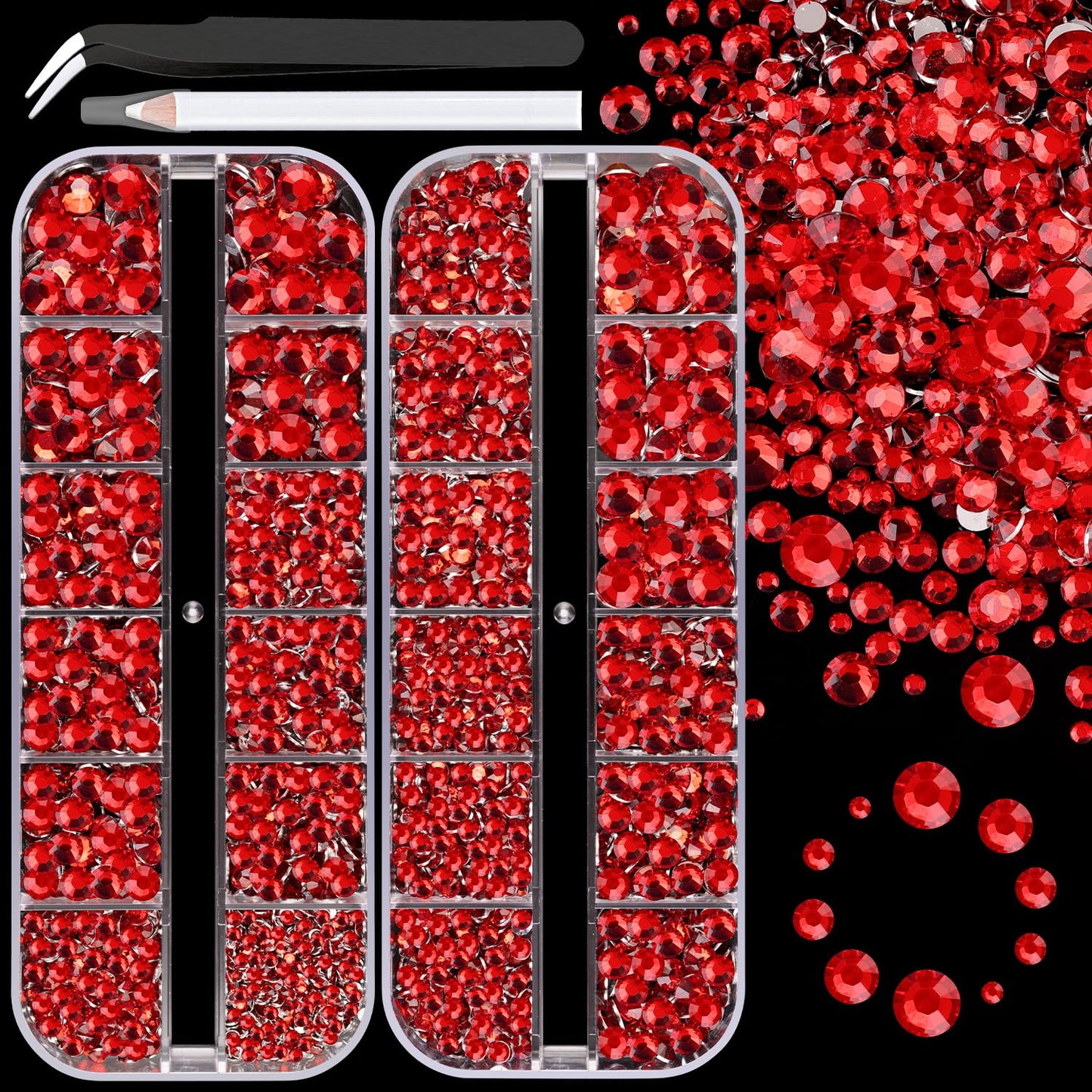 Resin Rhinestones for Crafting, 2 Boxes Red Flatback Crystals for Bedazzling Crafts DIY Nail Art Decoration, Non Hotfix Bulk Gems for Tumbler Shoes Clothing Fabric Face Makeup