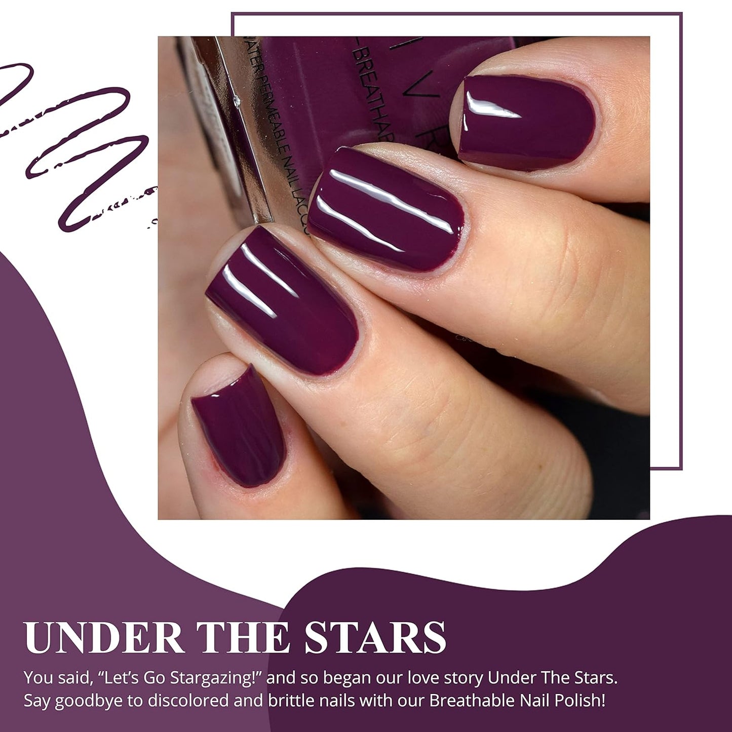 VIVRE Cosmetics Quick Dry Shiny Halal Nail Polish For Girls, Vegan Non Toxic Long Lasting, Certified Breathable and Water Permeable - Under the Stars