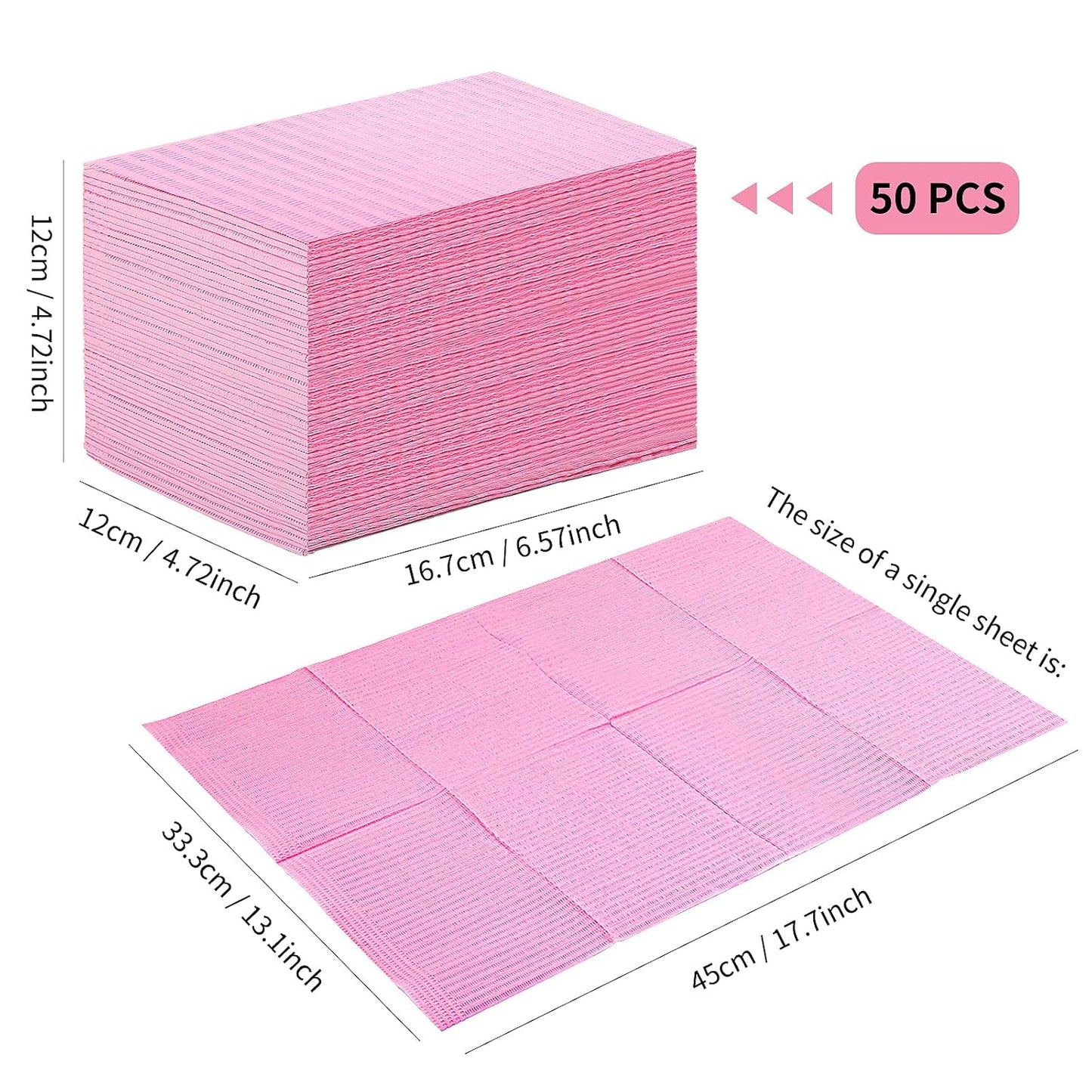 50pcs Disposable Nail Mats Foldable Nail Paper Towels, Table Acrylic Nail Practice Sheet, 3 Ply Waterproof Clean Nail Table Practice Mat for Salon Manicure Tattoo,Nail Art Accessories 13"x18"(Pink)