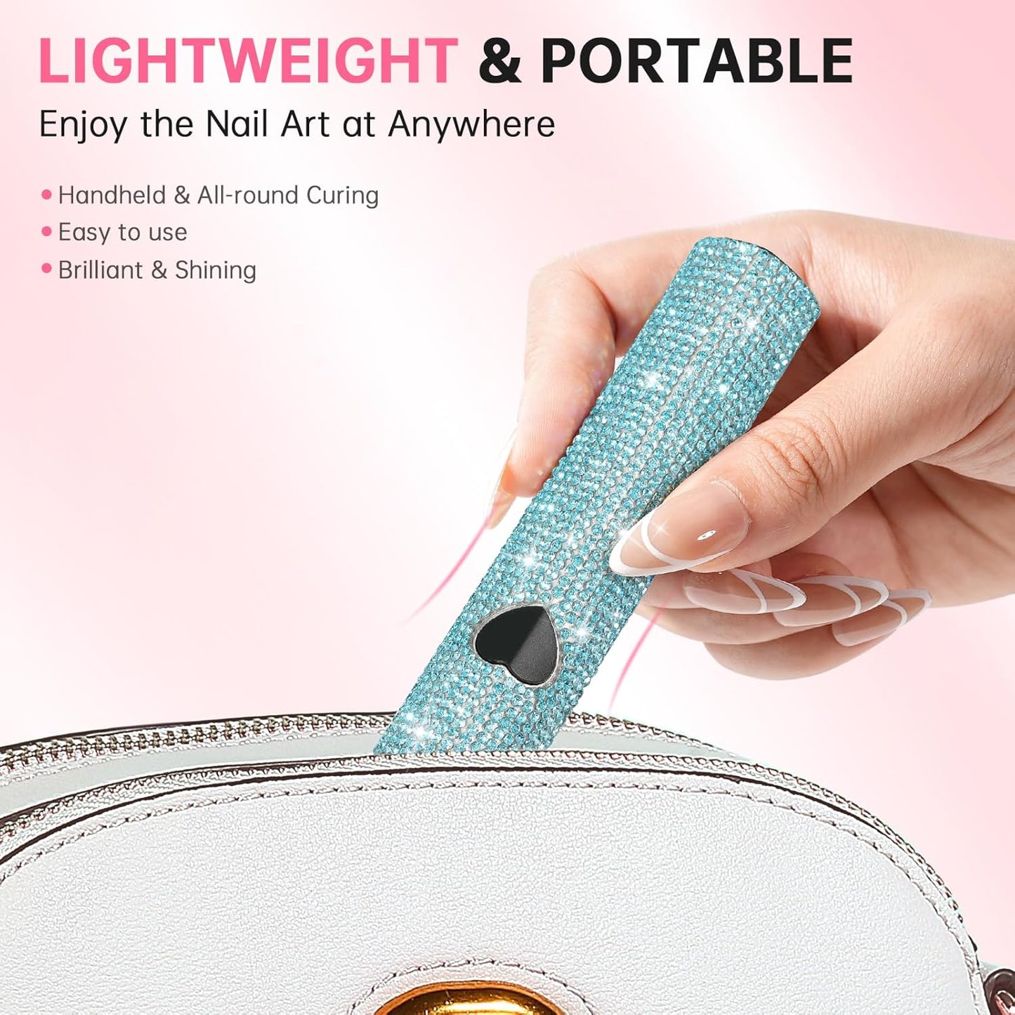 UV Light for Gel Nails, Handheld UV Nail Lamp, Portable LED Nail Lamp, Mini Nail Dryer, USB Nail Light for Fast Curing, Dark Blue