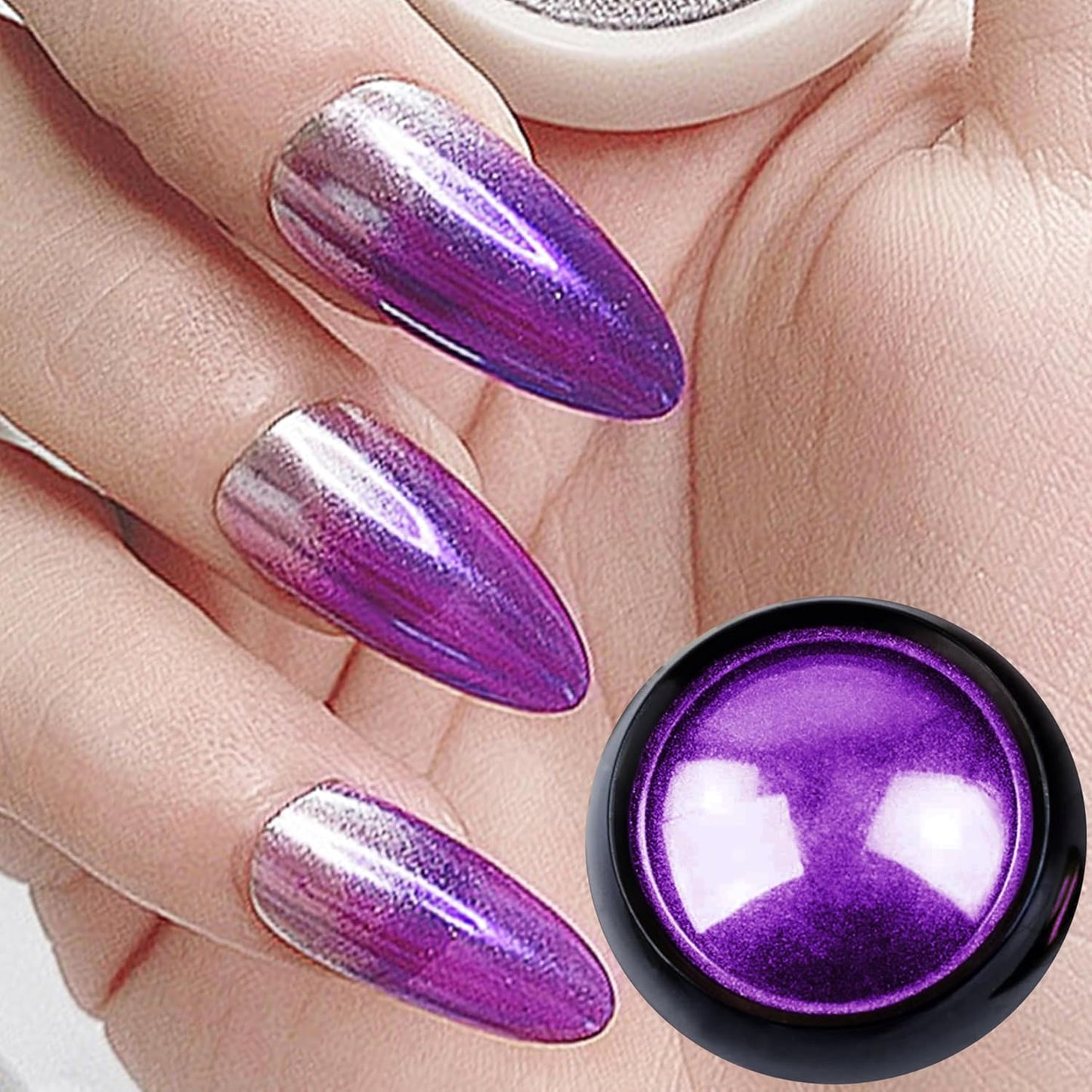 Chrome Nail Powder Luster Mirror Glitter Effect Pigment Iridescent Aurora Fairy Kit for Gel Polish Nail Art Decoration, 6 Colors Chrome Powder for Nails