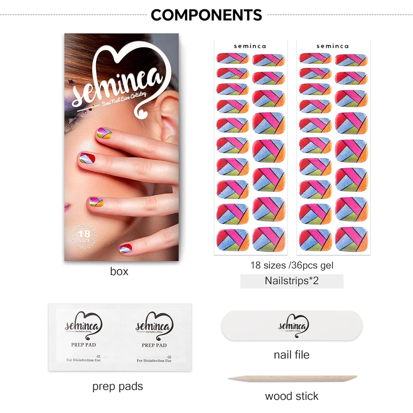 Semi Cured Gel Nail Strips-Salon Quality Semi-Cured Gel Press On Nails Stickers Strengthening Quick DIY Nail Art Manicure Kits for Women at Home(Glazed Glow)