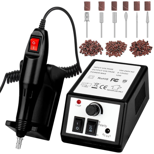 20000RPM Professional Electric Nail File Kit, 156pcs Sanding Bands and Nail Drill Bits for Acrylic, Gel Nail Manicure Gel Nail Polish Remover (Black)