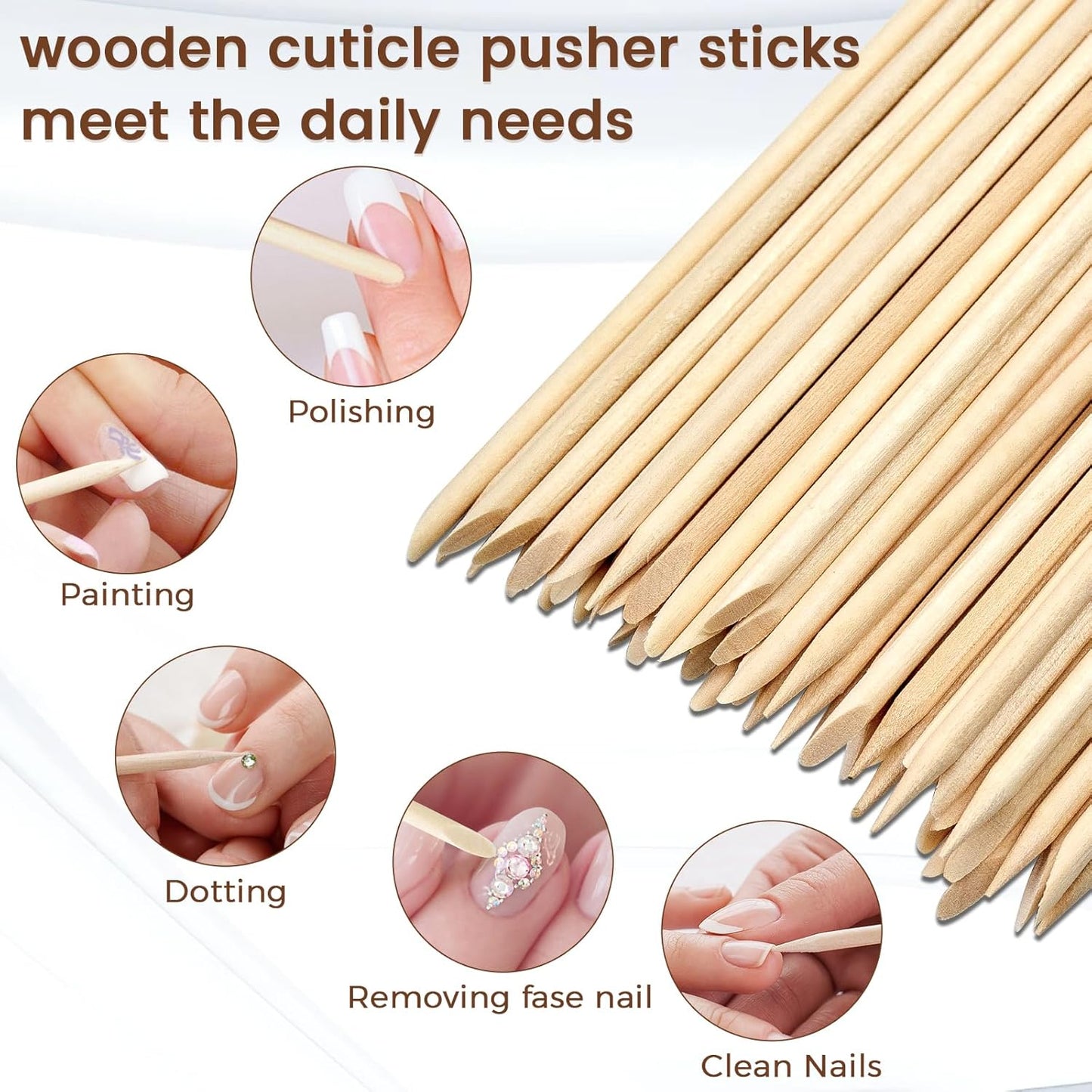 GOLD HONEY 360PCS Cuticle Pusher Wood in Boxed - 4.5 Inch Double Sided Orangewood Sticks for Nails Used - Professional Manicure & Cuticle Remover - Manicure Pedicure Tool