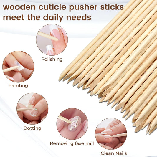 GOLD HONEY 360PCS Cuticle Pusher Wood in Boxed - 4.5 Inch Double Sided Orangewood Sticks for Nails Used - Professional Manicure & Cuticle Remover - Manicure Pedicure Tool