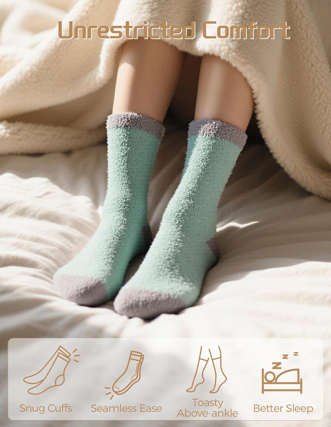 TEHOOK Warm & Cozy Gifts for Women, Stocking Stuufers, Fluffy Fuzzy Plush Sleeping Slipper Socks - Soft Warm Fabric