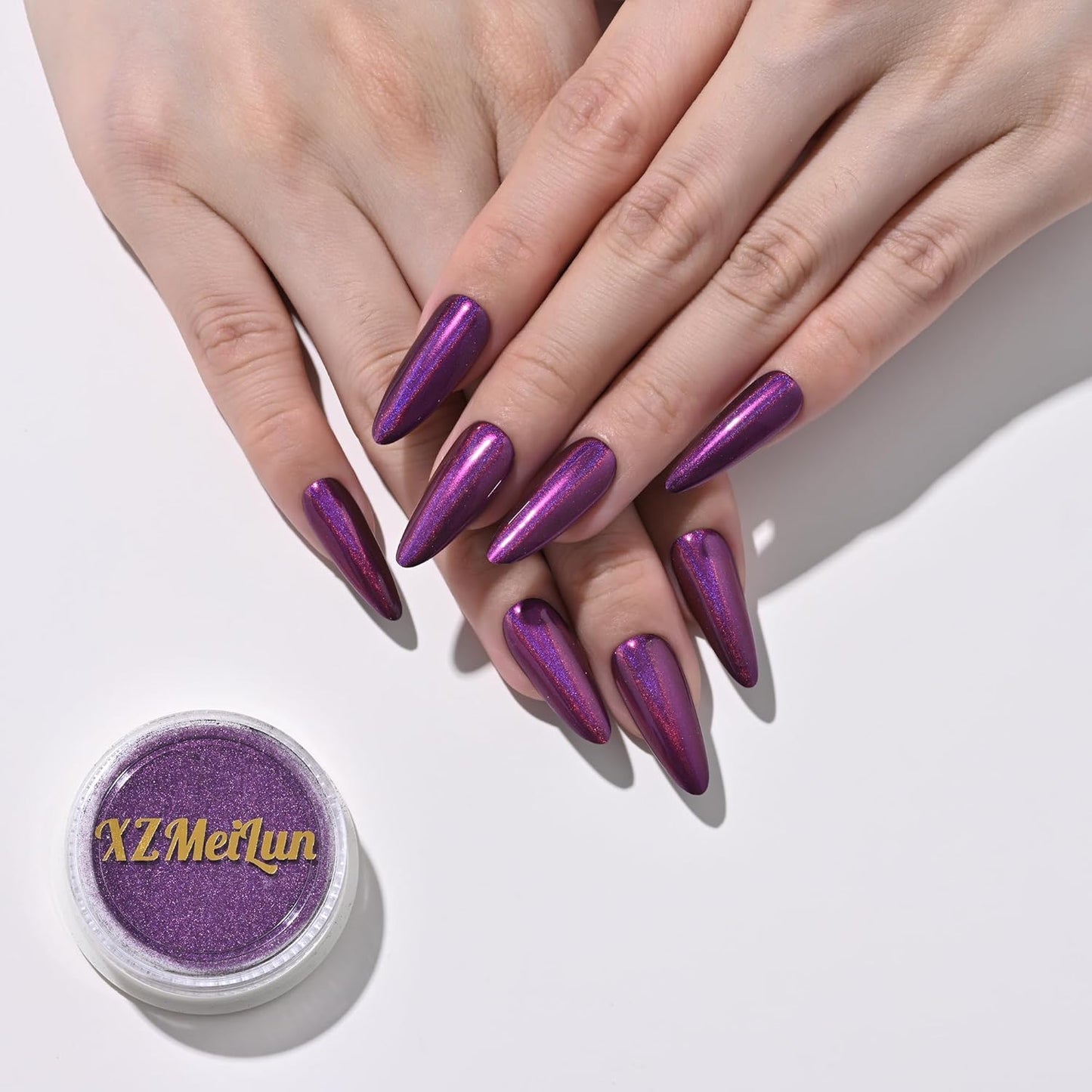 Chameleon Purple Magic Mirror Chrome Nail Powder, Big-Capacity 1.5g Metallic Dust Holographic Effect Powder Pigment Glitter Manicure Kit, Nail Art, Can Mixed with Builder Gel Nail Polish Use
