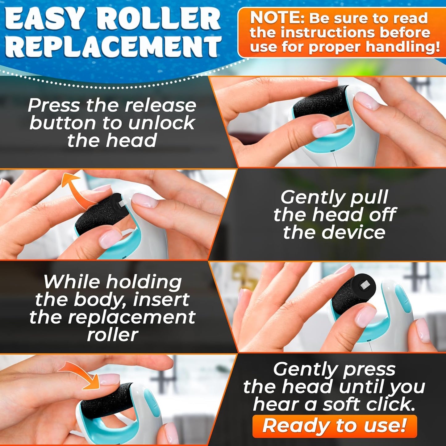 Rechargeable Electric Foot Callus Remover Tool – High-Speed 2800 RPM Electric Foot Sander Callus Remover with Replaceable Roller – Compact & Easy Maintenance, Up to 1-Hour Runtime for Smooth Feet