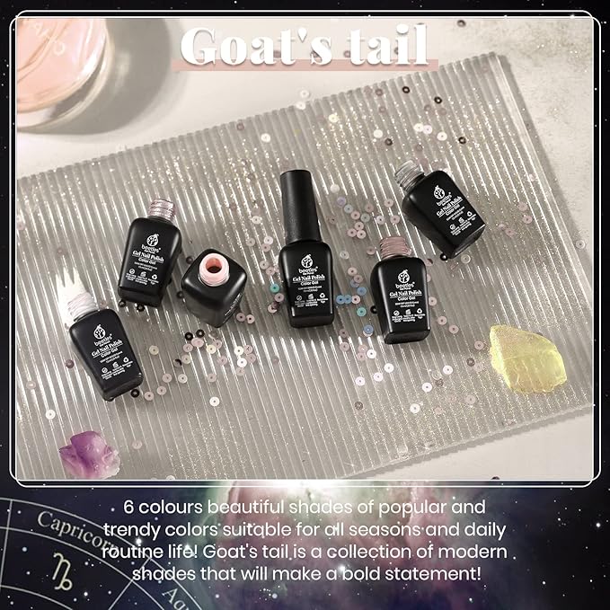 Beetles Neutral Gel Nail Polish – 6 Colors Winter Soak Off UV LED Nail Gel Kit, Brown Gray Silver White Pink Long Lasting Glossy for Salon & Home Manicure Gift for Women