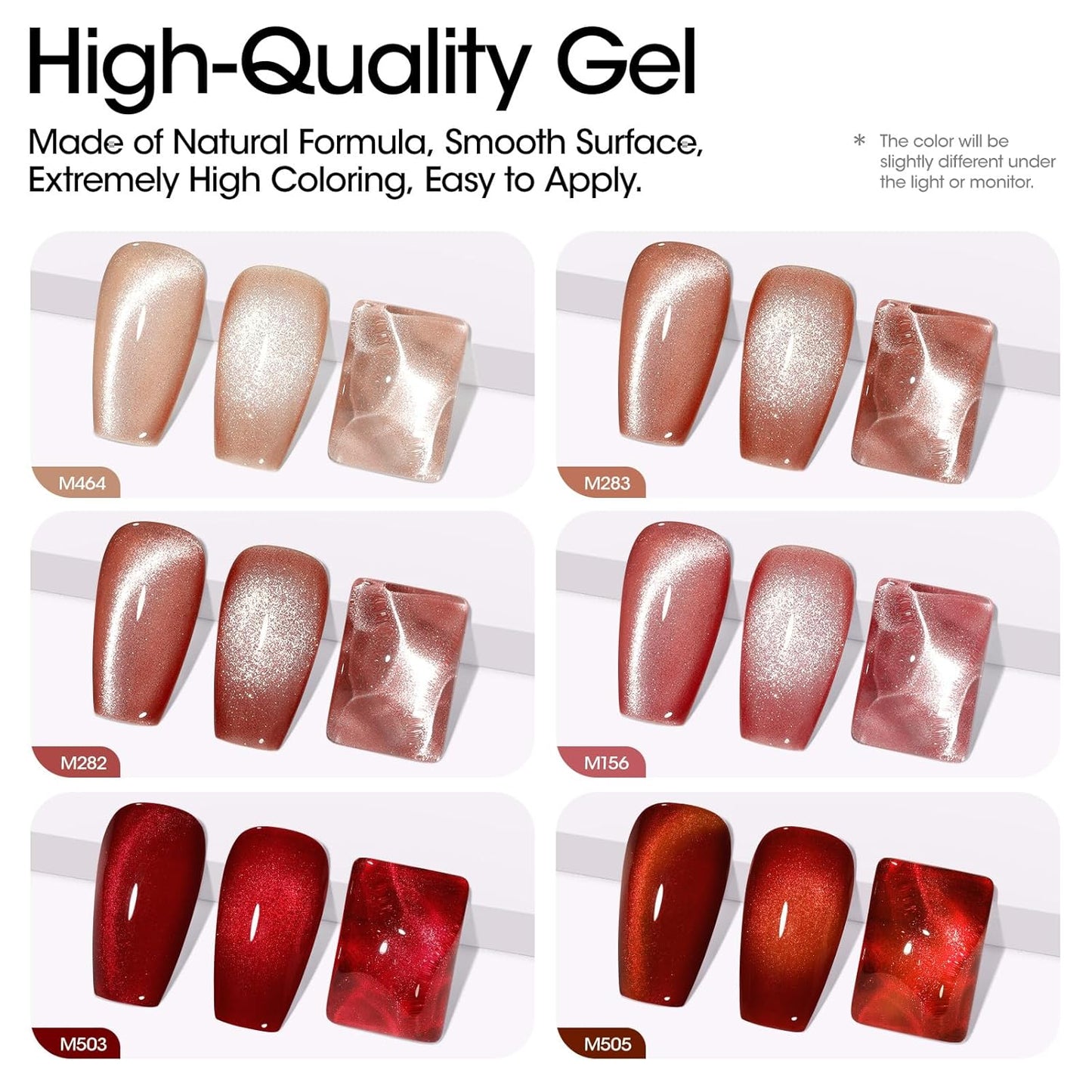 Gellen Glitter Cat Eye Gel Nail Polish Set 6 Colors Red Burgundy Gel Nail Polish with Magnet UV LED Soak Off Sparkle Nail Polish Kit Magnetic Gel Polish Set for DIY Nail Art Women Valentine’s Day Gift