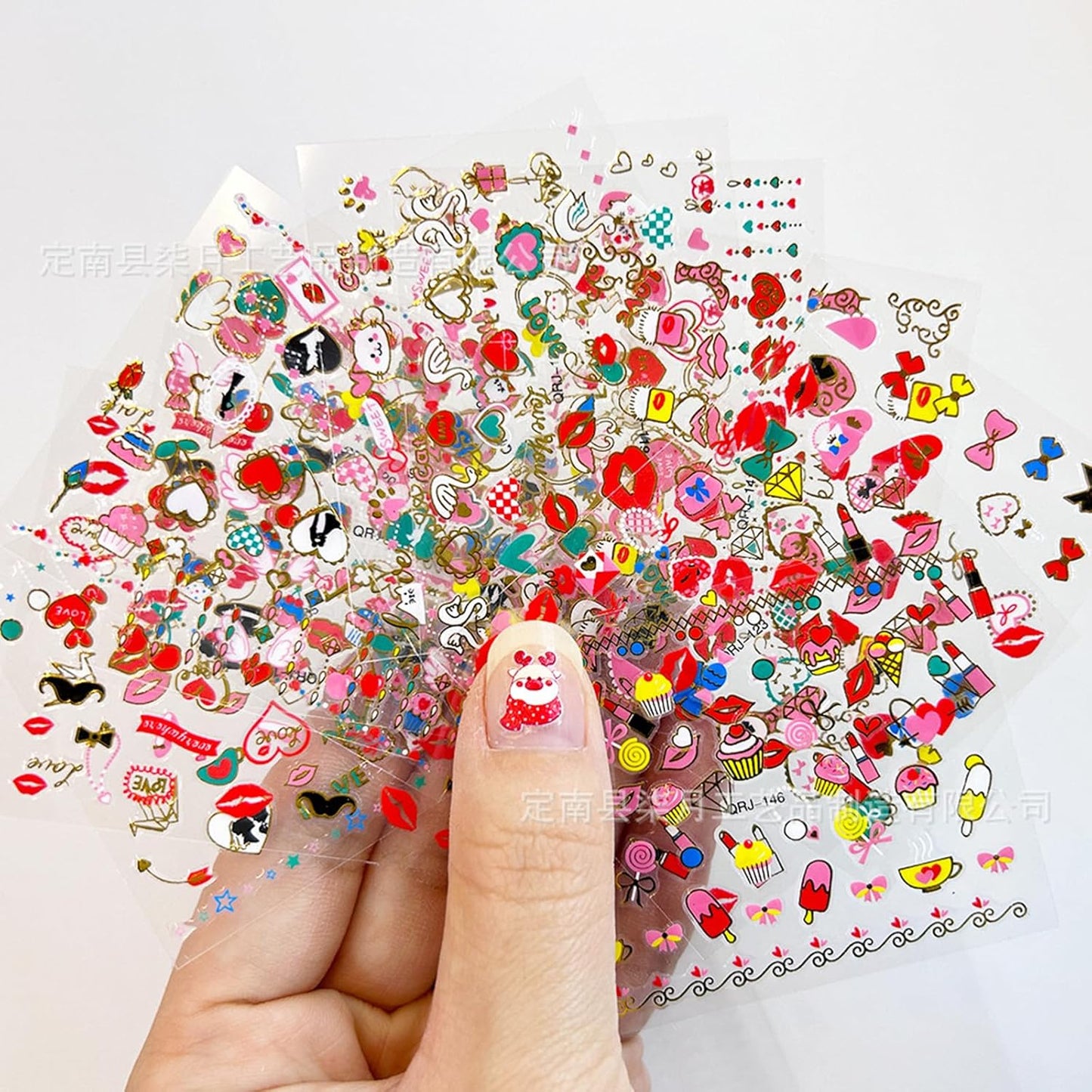 30 Sheets Valentine's Day Nail Art Stickers Red Heart Sticker Decals 3D Self-Adhesive Nail Supplies Lips Heart Letters Love Kiss Rose Flower Designs Sticker for Women Acrylic Nails Decorations