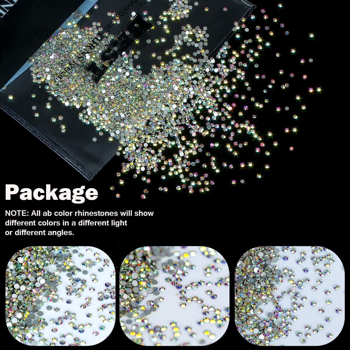 5760 Pieces Flatback Rhinestones for Nails 1.2MM Nail Rhinestones Gems Jewels Diamond Glass Mini AB Crystal Gemstones Bling Stones for Crafts Makeup Face Eyes