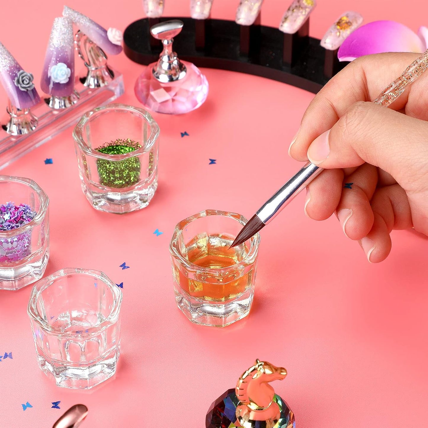 Cunhill 24 Pieces Dappen Dishes for Acrylic Nails Monomer Liquid Powder Glass Cups Clear Crystal Bowls Holders for Nail Extension Supplies