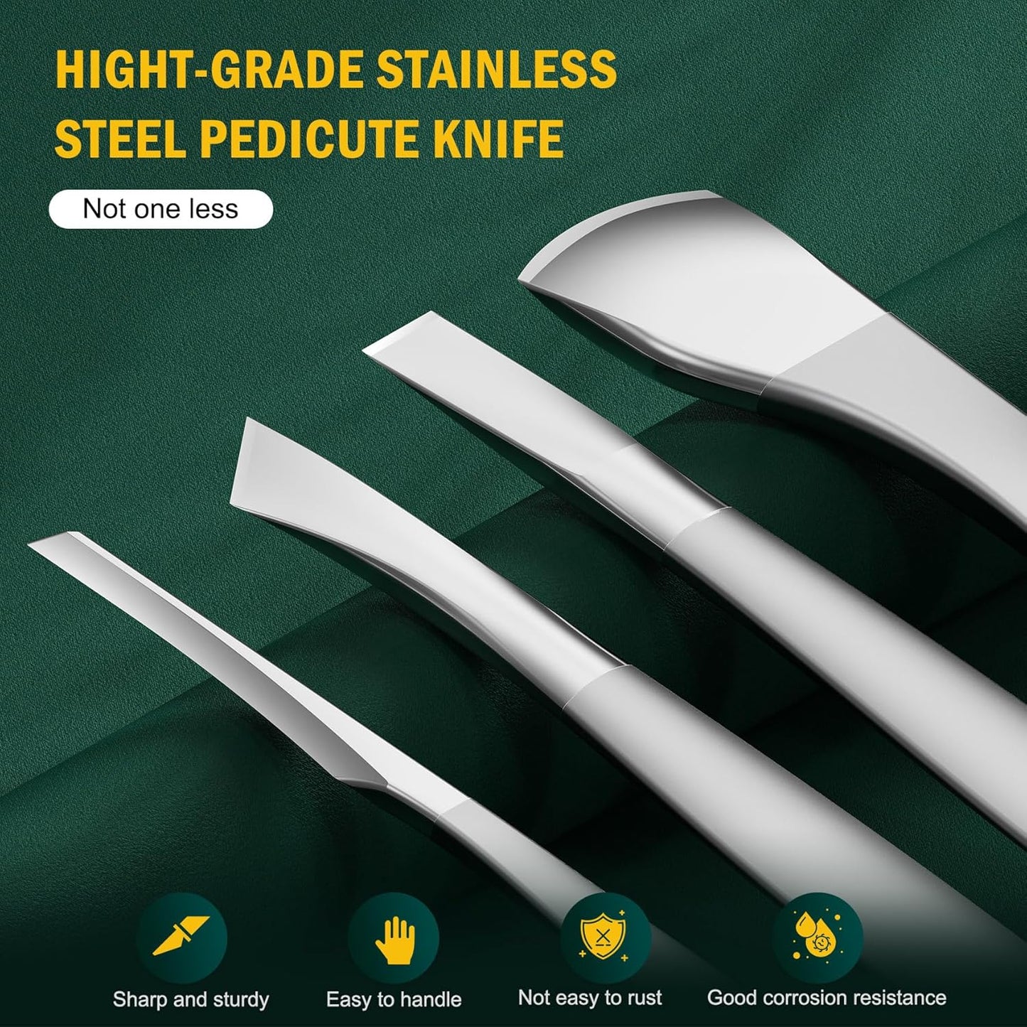 FVION Pedicure Knife Set for Feet – 4 PCS Ingrown Toenail Blade Tool Calloused Feet Remover Tool, Stainless Steel Pedicure Tools for Foot Callus Blade Remover for Feet (Short Handle)