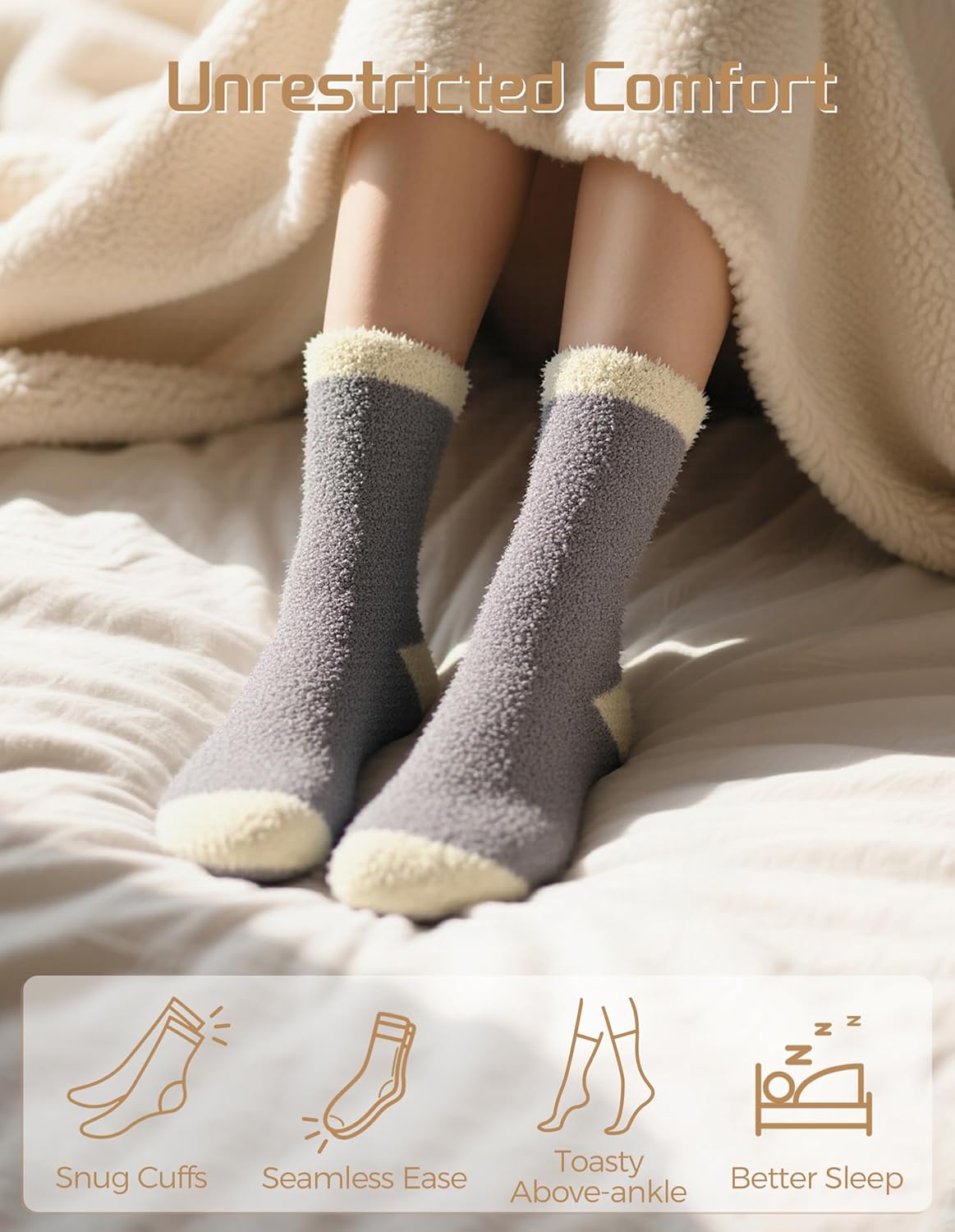 TEHOOK Warm & Cozy Gifts for Women, Stocking Stuufers, Fluffy Fuzzy Plush Sleeping Slipper Socks - Soft Warm Fabric