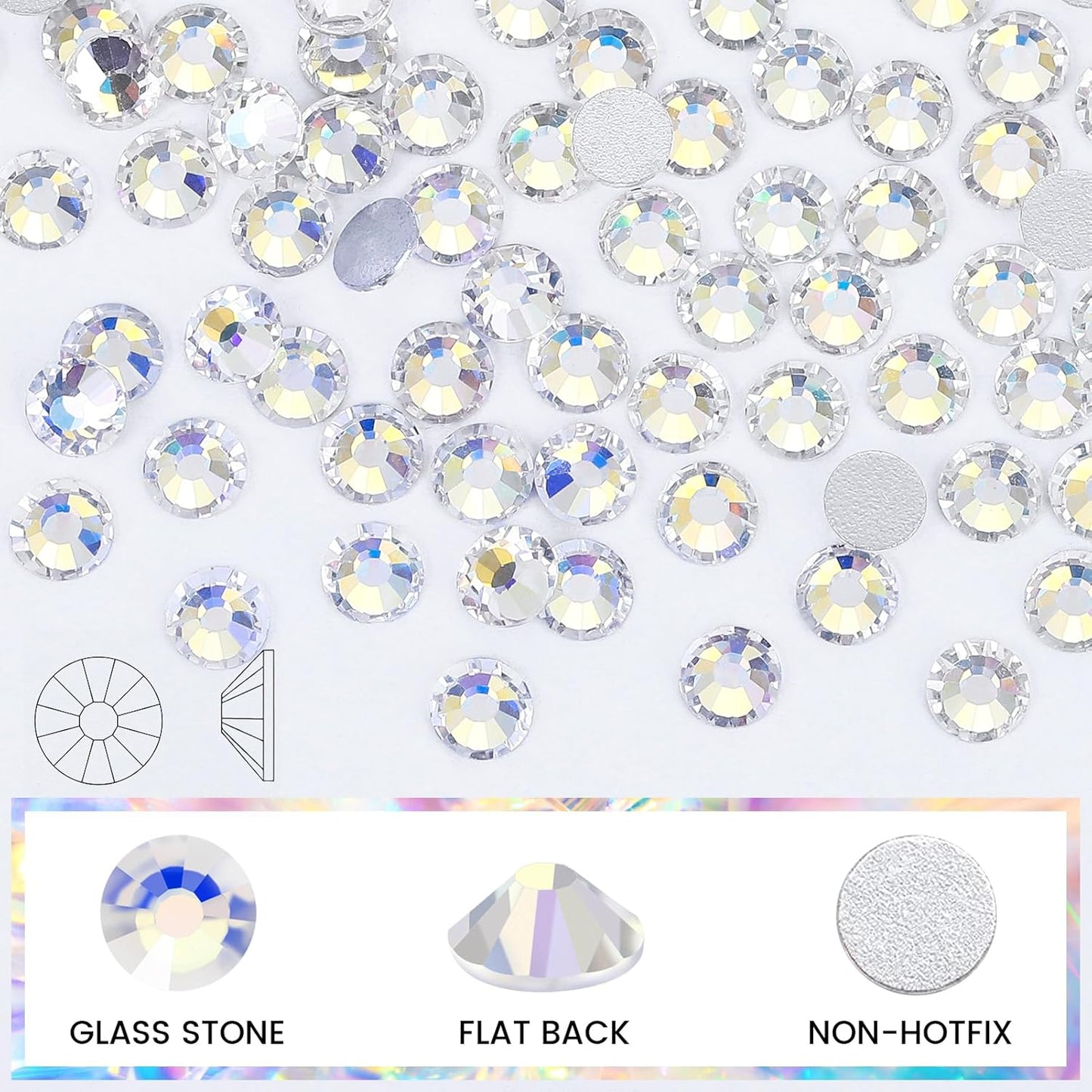 novani Rhinestones, 1440pcs Craft Bead, Glass, Round, Moon Night, SS20, Flatback, for Crafts Nail Art Makeup Bags Shoes Decoration DIY