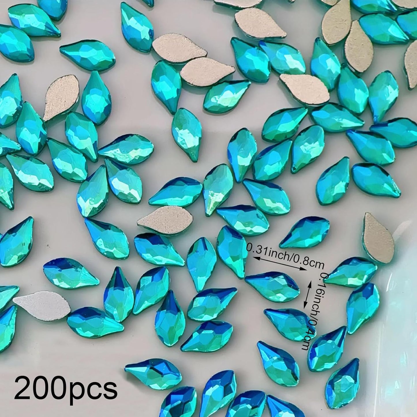 200PCS Blue Nail Charms, Crystals Rhinestones Flatback Nail Shiny Zircon Diamonds for 3D Decorations DIY Nail Art Accessories