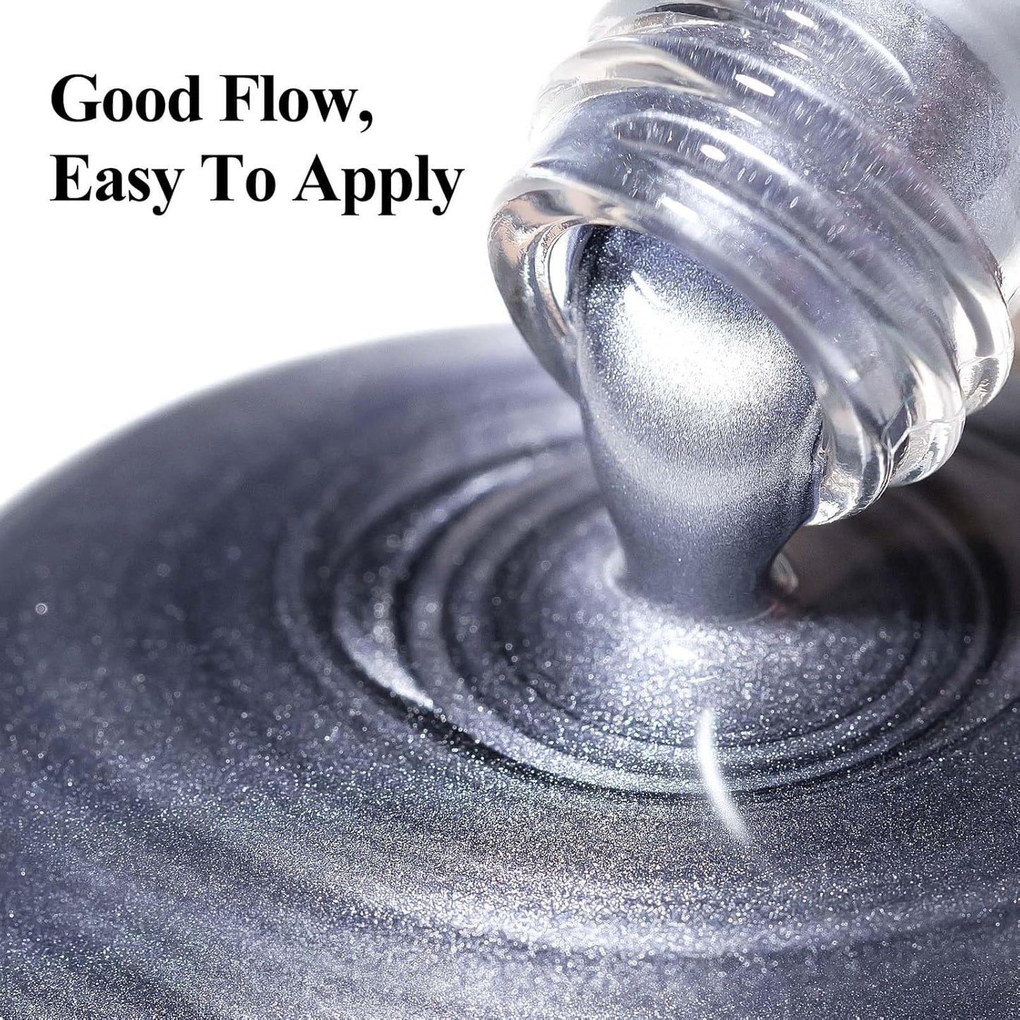 Chrome Nail Polish Metallic Mirror Effect, Air Quick Dry Holographic Nail Lacquer Silver Purple Regular Color for Finger Toe Nail French Manicure Art