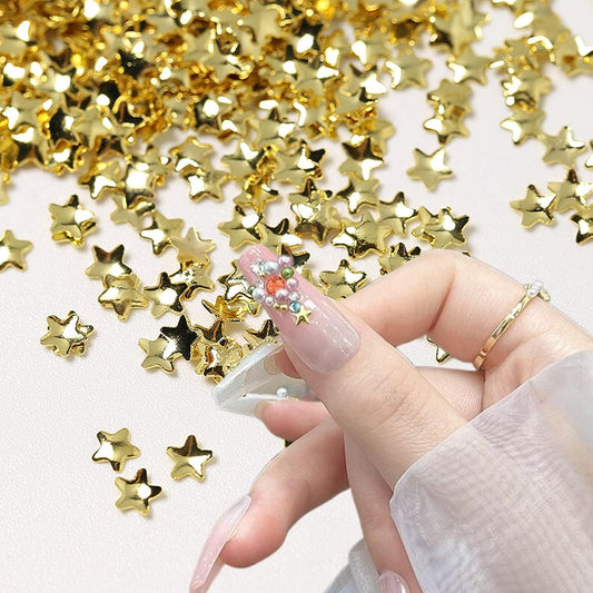 1000 Pcs Mini Cute 3D Alloy Gold Star Nail Charms - DIY Nail Art Supplies