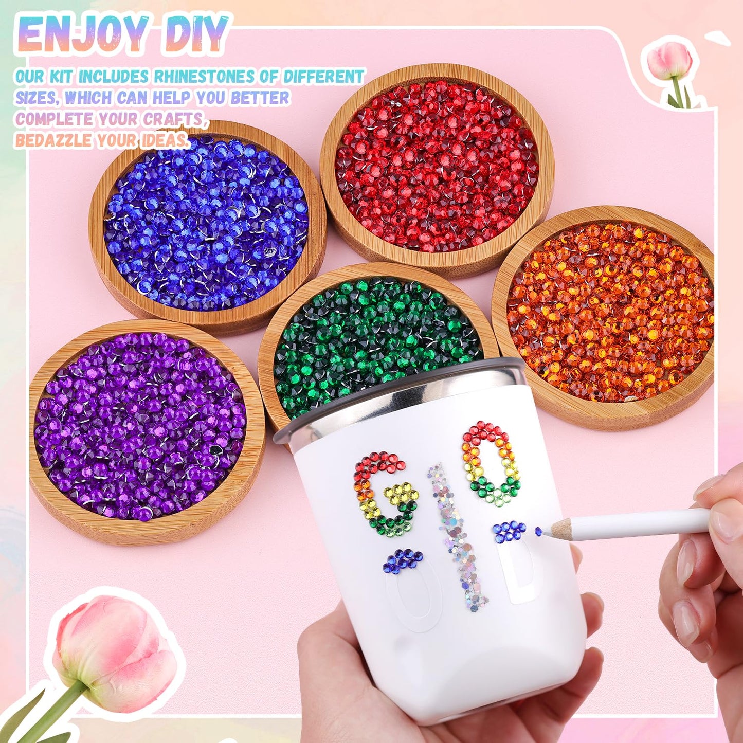 12600Pcs Resin Rhinestones with 1Pcs B7000 Jewelry Glue for Crafting, Multicolors 4mm Non Hotfix Flatback Gems, Bedazzling Crystal for DIY Crafts Clothing Tumblers Mugs Shoes Fabric Decor Nail Art