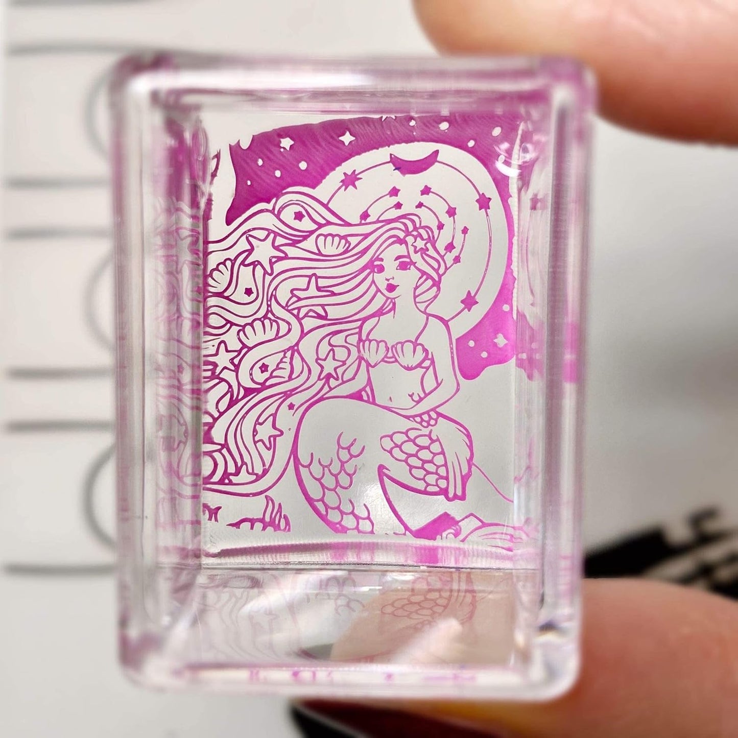 Maniology Ice Cube Clear Rectangular Stamper with Scraper Card | Essential Transparent Nail Stamping Tool for Precise Nail Art Stamp Design Transfer & Placement